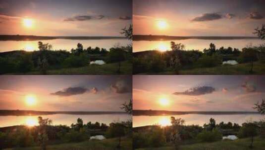 金色的夕阳倒映在河面上高清在线视频素材下载