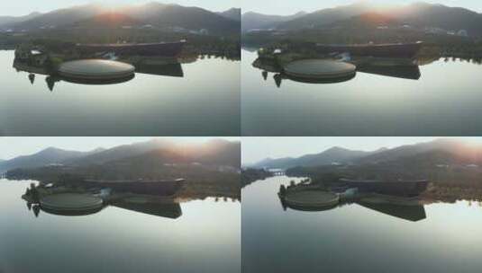 航拍杭州萧山湘湖景区高清在线视频素材下载