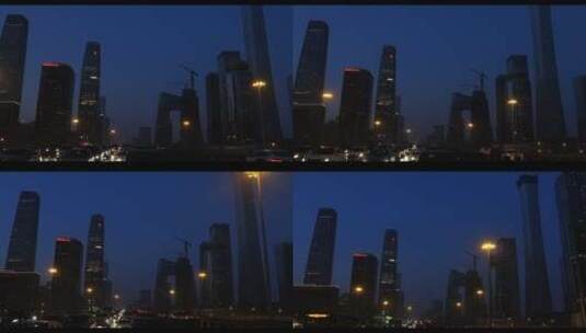北京城市交通夜景CBD国贸高清在线视频素材下载