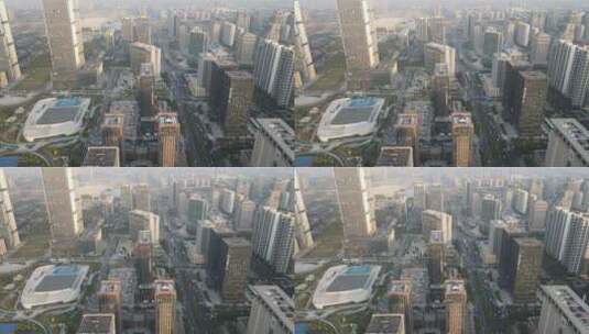城市航拍郑州城市高楼建筑交通高清在线视频素材下载