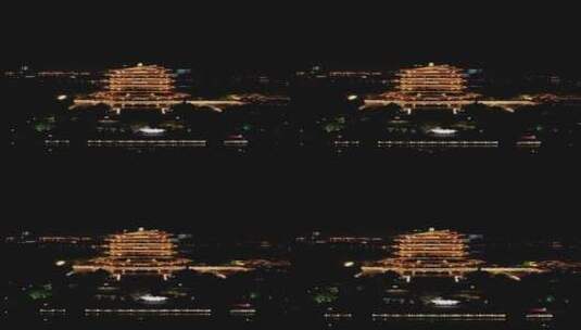 航拍山东济南大明湖景区超然楼夜景高清在线视频素材下载