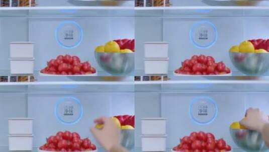 冰箱新鲜柠檬苹果番茄高清在线视频素材下载