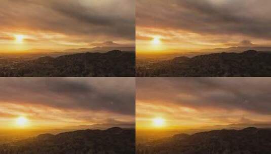 蒙古红毛林沙丘戈壁沙漠的日落高清在线视频素材下载