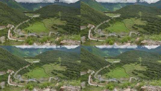 西藏 吉隆县 吉隆镇 山谷 公路 森林高清在线视频素材下载