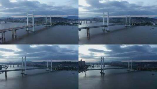福建省福州市魁浦大桥日出航拍高清在线视频素材下载