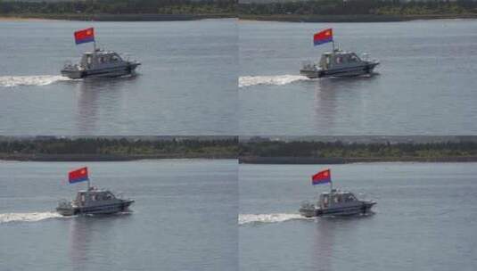 海岸警察的巡逻艇行驶在海面上高清在线视频素材下载