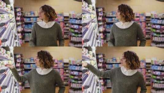 超市里购物的女人高清在线视频素材下载
