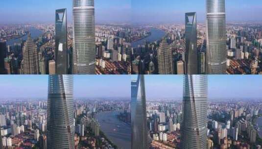 上海市中心CBD外滩陆家嘴航拍4K高清在线视频素材下载