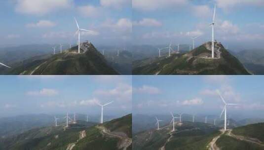 4K灰片风力发电大风车风能航拍高清在线视频素材下载