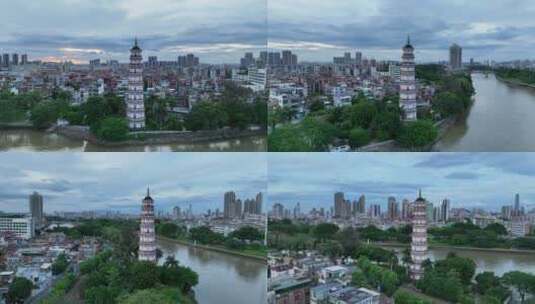 广东省东莞市金鳌洲塔航拍风光高清在线视频素材下载