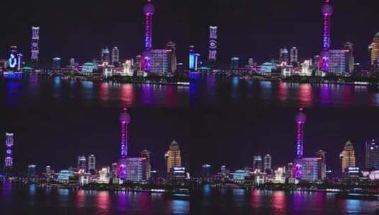 上海外滩楼顶横移夜景灯光高清在线视频素材下载