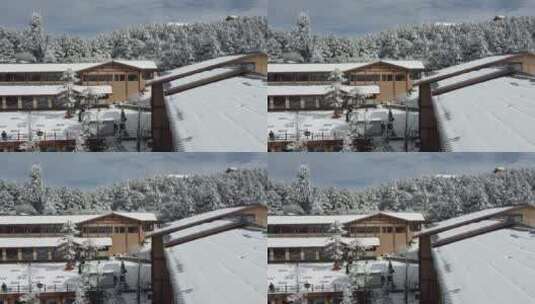 航拍佛教名山四川峨眉山，云海缭绕树林白雪高清在线视频素材下载