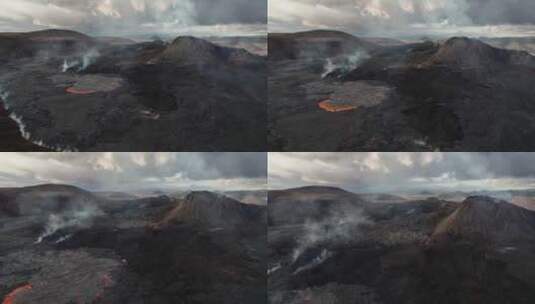 航拍活火山 岩浆喷发高清在线视频素材下载