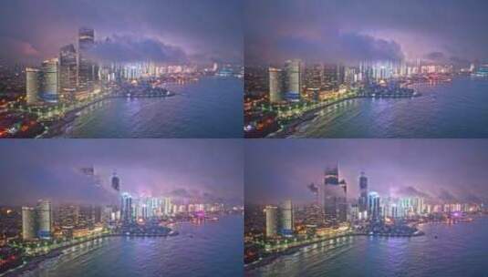 山东青岛城市夜景繁华浮山湾高清在线视频素材下载