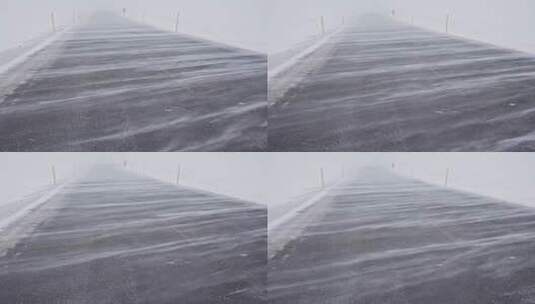 道路上飘落的雪花高清在线视频素材下载