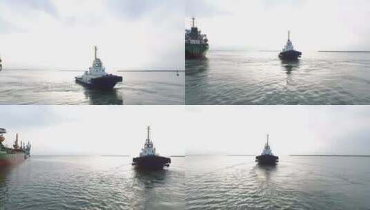 港口拖船航拍高清在线视频素材下载
