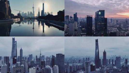 上海中心航拍合集高清在线视频素材下载