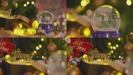 唯美欧美圣诞节氛围客厅装扮布置水晶球合集高清在线视频素材下载