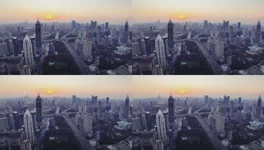上海浦西延安高架航拍空镜高清在线视频素材下载
