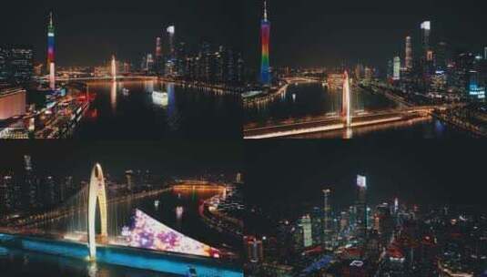 广州 广州夜色 广州夜景 广州塔 猎德大桥高清在线视频素材下载