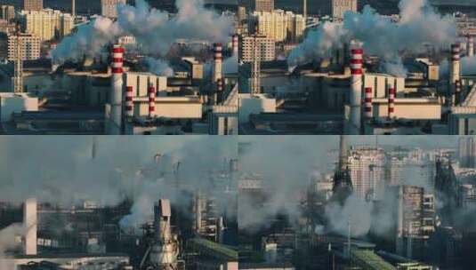 钢铁电厂重工业航拍视频高清在线视频素材下载