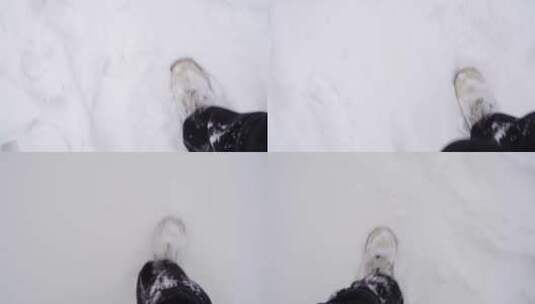 雪地 脚步 脚印高清在线视频素材下载
