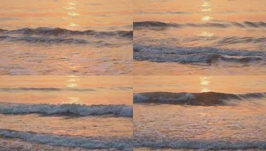 黄昏落日下的海浪特写高清在线视频素材下载