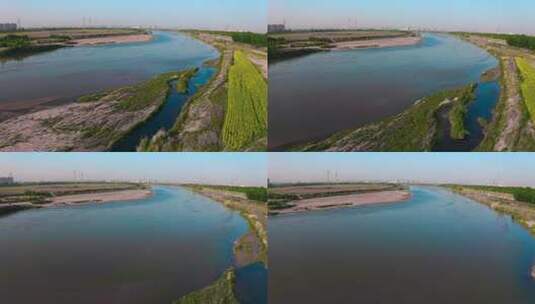 渭河两岸风光 河流 河道高清在线视频素材下载
