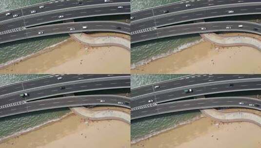 4k 航拍厦门海岸线演武大桥道路桥梁特写高清在线视频素材下载