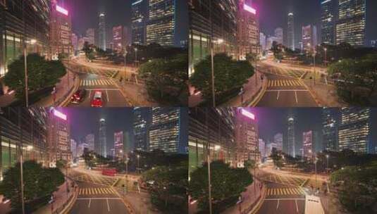 香港中环CBD建筑夜景延时高清在线视频素材下载