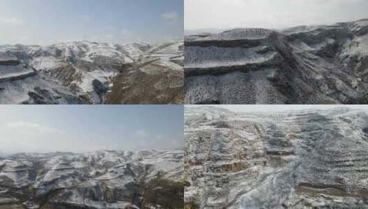 山西黄土高原冬季雪景高清在线视频素材下载