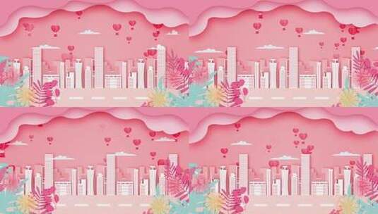 粉色浪漫爱情城市背景视频高清在线视频素材下载