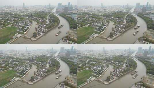 原创苏州京杭运河城市航拍景观高清在线视频素材下载