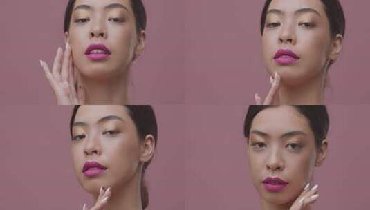 华丽的亚洲女模特的美丽肖像高清在线视频素材下载