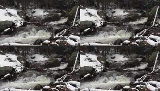 雪山里的溪流高清在线视频素材下载