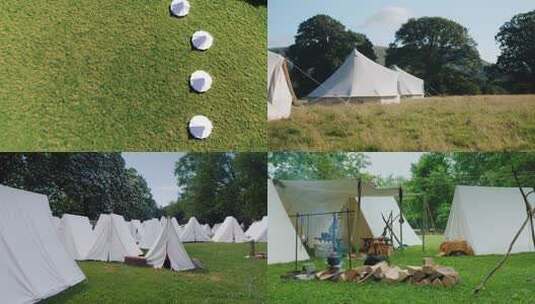 草地露营 帐篷 天幕 休闲生活 野餐高清在线视频素材下载
