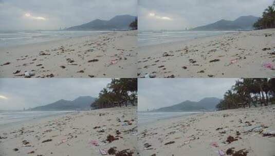 海滩上有很多塑料袋高清在线视频素材下载