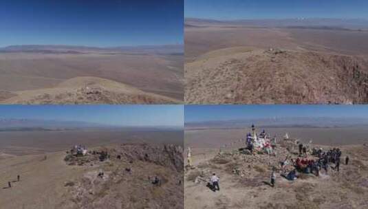 B新疆准噶尔盆地山顶祭祀2高清在线视频素材下载