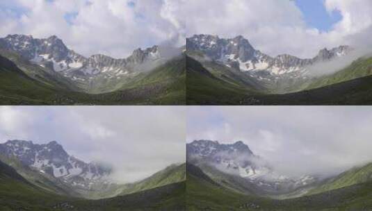 冰川U谷和高山草甸背景下的落基山脉高清在线视频素材下载