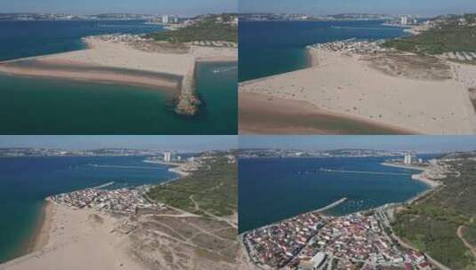 无人机飞越里斯本附近的Cova do Vapor村高清在线视频素材下载
