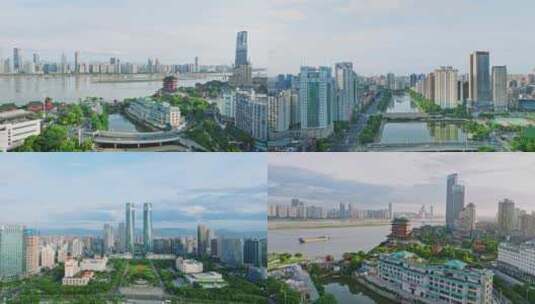南昌城市风光地标建筑航拍延时集合2高清在线视频素材下载