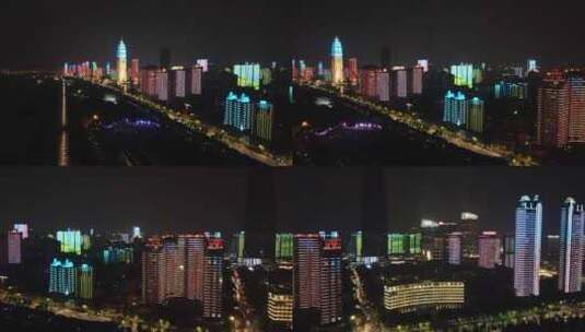 城市夜景全景航拍高清在线视频素材下载