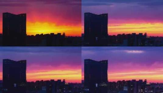 城市建筑都市日出日落朝阳晚霞夕阳黄昏高清在线视频素材下载