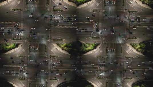 城市夜景交通车辆行驶航拍高清在线视频素材下载