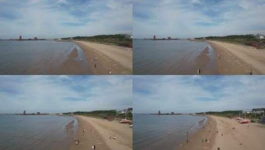 蓝色海洋大海沙滩夏日风景航高清在线视频素材下载