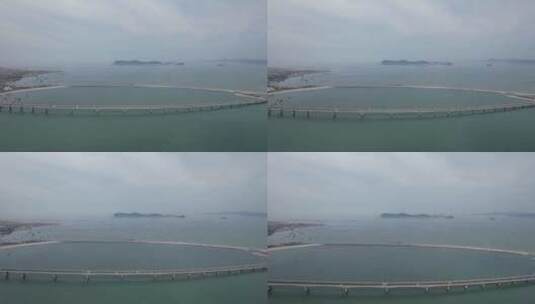海上唯美大桥交通长岛南北岛航拍高清在线视频素材下载