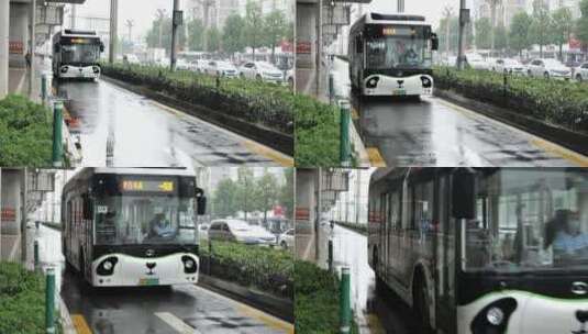 城市交通公交车行驶高清在线视频素材下载