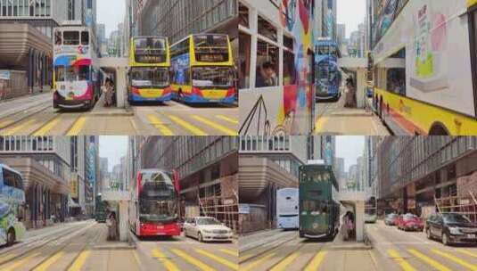香港叮叮车在两边经过视频8K高清在线视频素材下载