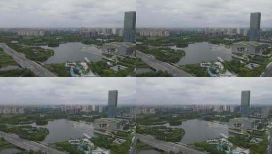 上海嘉定保利国际广场地标航拍高清在线视频素材下载