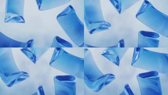 流动的透明玻璃曲面背景3D渲染高清在线视频素材下载